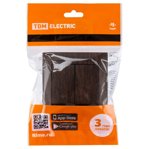 Выключатель двухклавишный на 2 направления Лама TDM Electric SQ1815-0407