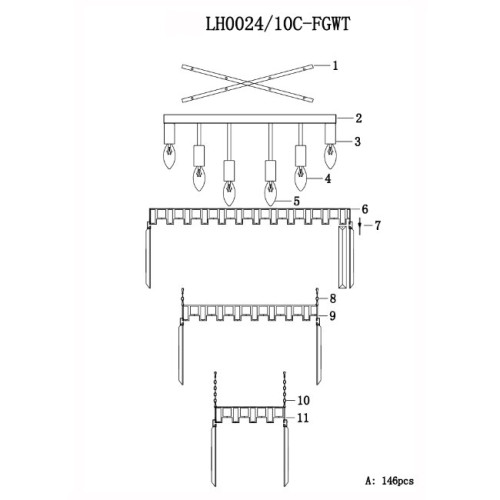 Потолочная люстра Lumien Hall Nara LH0024/10C-FGWT