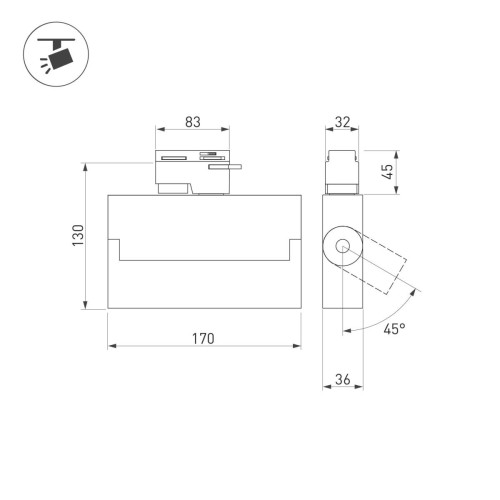 Трековый светильник Arlight LGD-LOFT-TRACK-4TR-S170-20W Warm3000 026233