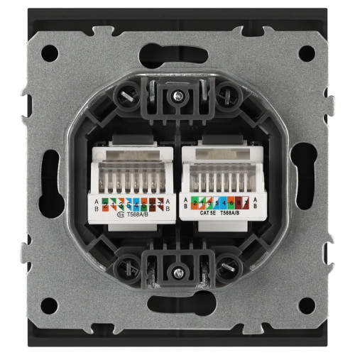 Розетка Эра Arktik 16-3108-05 информационная двойная 2XRJ45 антрацит Б0070488