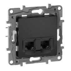 Розетка компьютерная 2хRJ45 Legrand Etika 5 кат UTP антрацит 672655