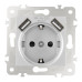 Розетка с заземлением, шторками + USB Arte Milano 203.47-1.silver