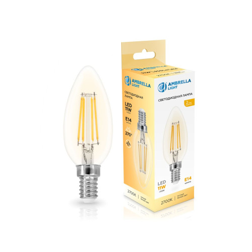 Филаментная светодиодная лампа Ambrella Light Bulbing E14 11W 2700K свеча 351113