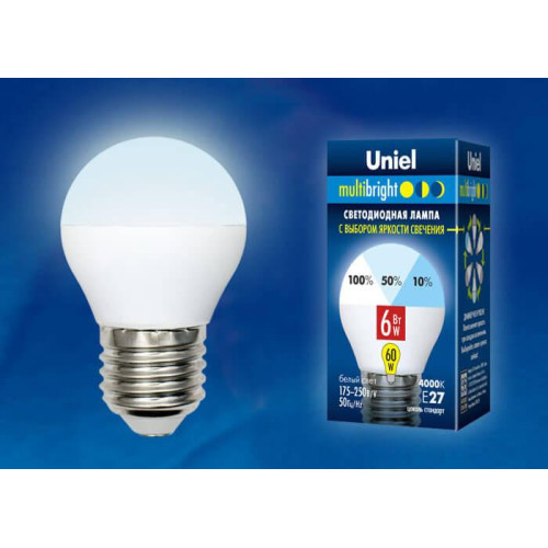 Лампа светодиодная (UL-00002377) Uniel E27 6W 3000K матовая LED-G45-6W/WW/E27/FR/MB PLM11WH