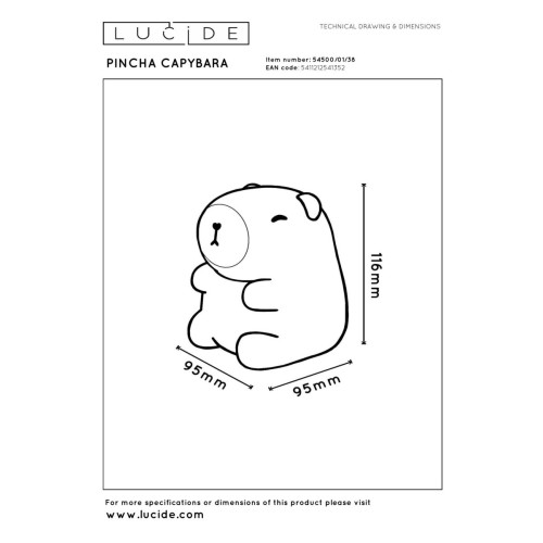 Настольная лампа Lucide Pincha Capybara 54500/01/38