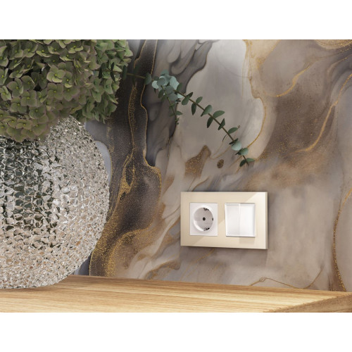 Комплект механизма 2-клавишного перекрестного выключателя 10A-250V Alfa Белый матовый Quant Ambrella Volt MA123030 (AP1230, VM125)