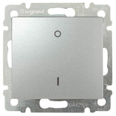 Выключатель одноклавишный двухполюсный Legrand Valena 16A 250V алюминий 770204