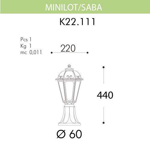Уличный светильник Fumagalli Minilot/Saba K22.111.000.BXF1R