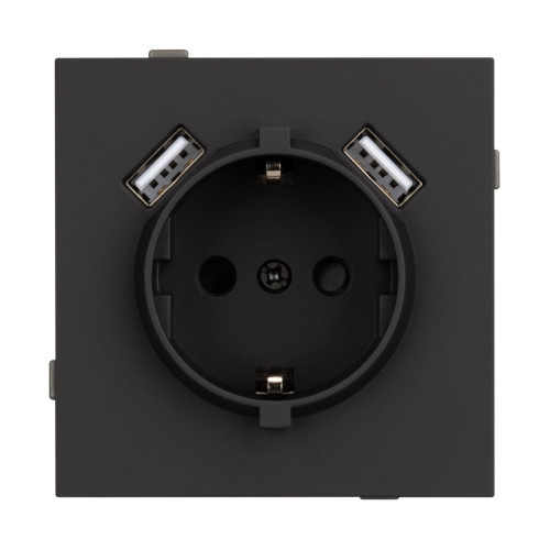 Механизм розетки с USB зарядкой Arlight SCT-TENDO-MUAA-SFPL-BK (230V, 16A) 054603