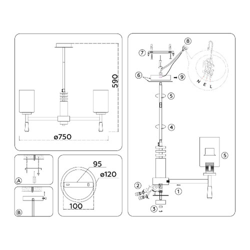Люстра на штанге Ambrella Light High Light Modern LH56263