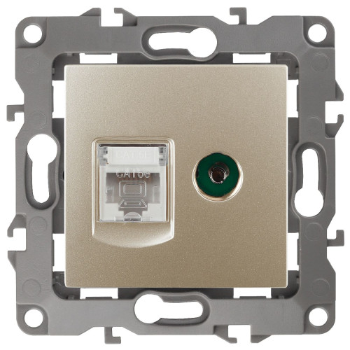 Розетка комбинированная RJ45+TV Эра 12-3110-04 Б0027444