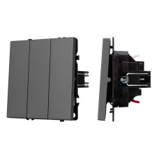 Механизм выключателя трехклавишный непроходной Arlight SWT-NOBE-MK03-SFPL-GR (230V, 10A) (Серый базальт) 061799