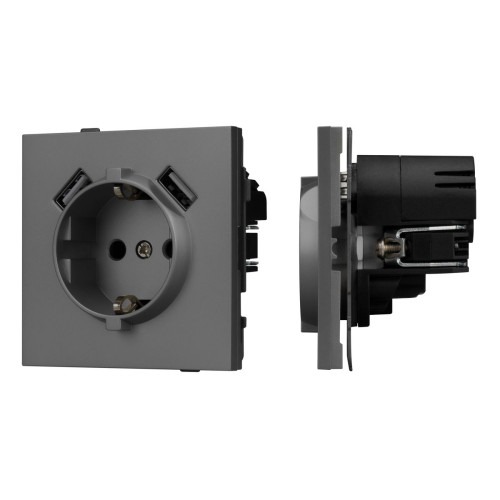 Механизм розетки с USB зарядкой Arlight SCT-TENDO-MUAA-SFPL-GR (230V, 16A) 054605 Механизм розетки с USB зарядкой Arlight SCT-TENDO-MUAA-SFPL-GR (230V, 16A) 054605