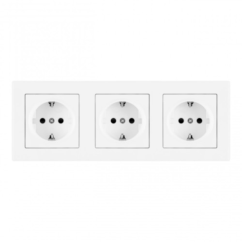 Розетка тройная (трехпостовая) с/з и шторками Arte Milano SET06-3-40-1x3 white