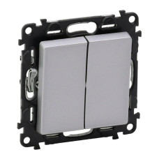 Выключатель двухклавишный Legrand Valena Life 10A 250V алюминий 752605