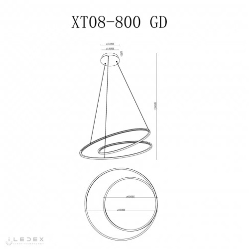 Подвесная люстра iLedex Axis XT08-D800 GD