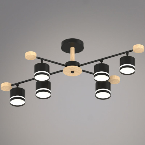 Люстра на штанге Reluce 78730-0.3-06 GX53 BK+WOOD Люстра на штанге Reluce 78730-0.3-06 GX53 BK+WOOD