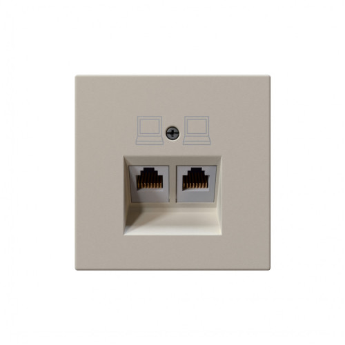 Интернет-розетка RJ45 двойная с накладкой, цвет Сахара Jasmart FD6106SH