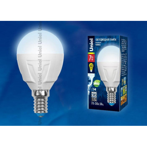 Лампа светодиодная (UL-00002416) Uniel E14 7W 3000K матовая LED-CW37 7W/WW/E14/FR PLP01WH