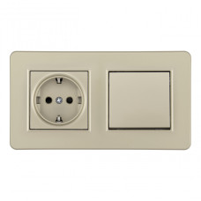 Выключатель одноклавишный с розеткой Arte Milano SET16-2-40-1-30-1 shampan