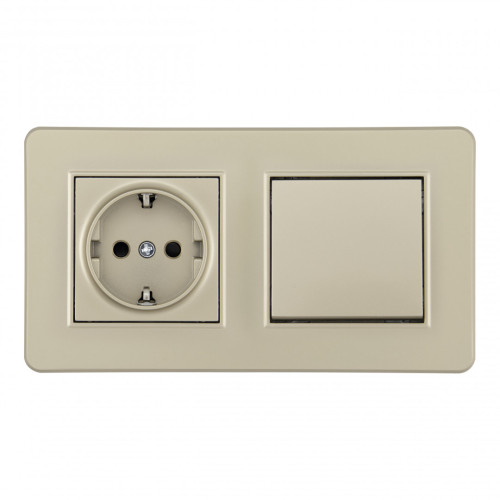 Выключатель одноклавишный с розеткой Arte Milano SET16-2-40-1-30-1 shampan