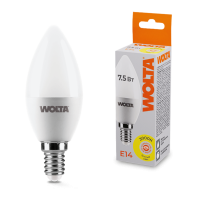 Светодиодная лампа WOLTA 7.5Вт 3000K E14 свеча матовая 25YC7.5E14