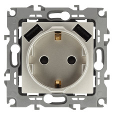 Розетка 2P+E со шторками и 2xUSB Эра 14-4109-04 Б0047870