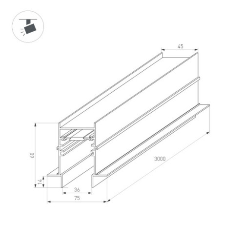 Шинопровод встраиваемый Arlight Mag-Track-4560-FDW-3000 034680