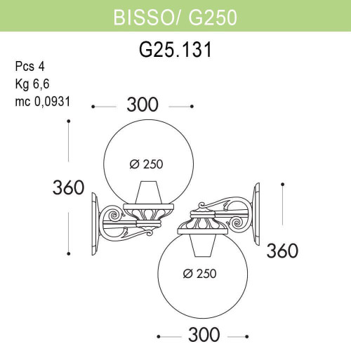 Уличный настенный светильник Fumagalli Bisso/G250 G25.131.000.WYE27
