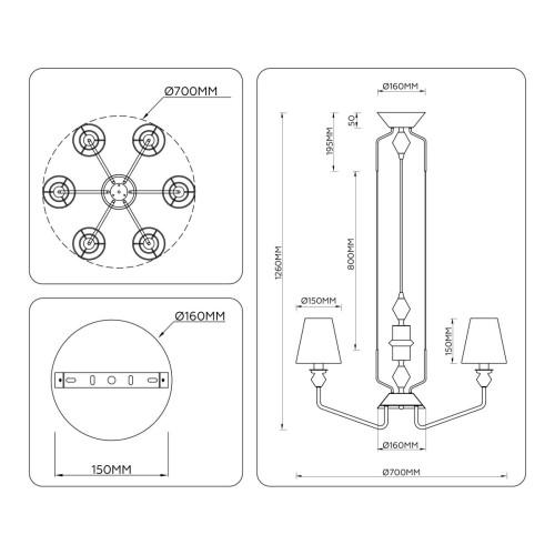 Подвесная люстра Ambrella Light High Light Ceramo Classic LH75401