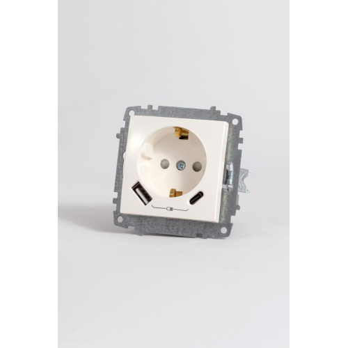 Розетка с/з зарядка (Type C+USB) ELBI Zena Vega 609-010200-334
