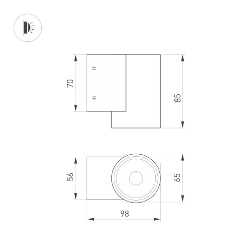 Уличный настенный светильник Arlight LGD-RAY-WALL-R65-9W Warm3000 (GR, 23 deg, 230V) (IP65 Металл) 038153(1)