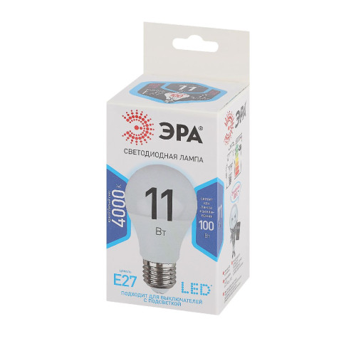Лампа светодиодная Эра E27 11W 4000K LED A60-11W-840-E27 Б0029821