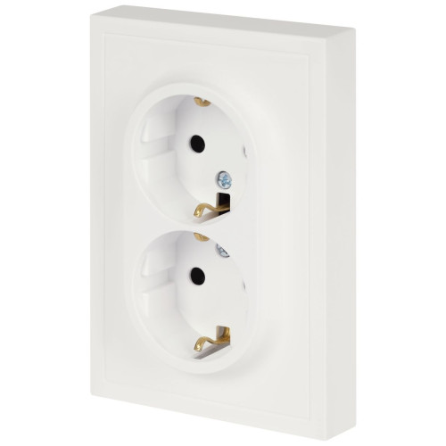 Розетка Эра Galaxy 15-2104-08 с заземлением двойная 2X2P+E Schuko 16А-250В IP20 белый матовый Б0070691