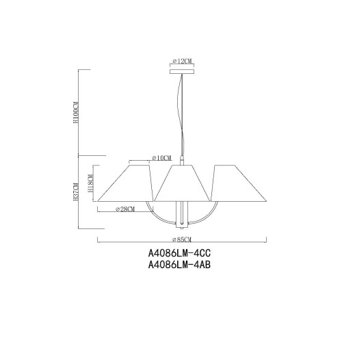Подвесная люстра Arte Lamp Rondo A4086LM-4AB