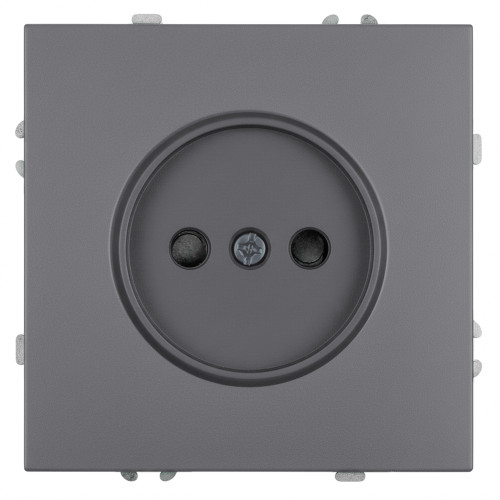 Розетка 1-местная с з/ш б/з (механизм) СЗК Stekker Эмили 250В 16А RST16-5109-10ZK платиново-серый soft touch 50242