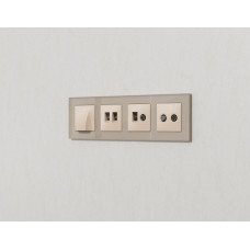 Комплект механизма компьютерной двойной розетки RJ-45 с автоматической защитной шторкой Alfa Бежевый глянец Quant Ambrella Volt MA312110 (AP3121, VM189)