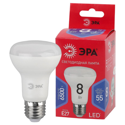 Лампа светодиодная Эра E27 8W 6500K LED R63-8W-865-E27 R Б0045336