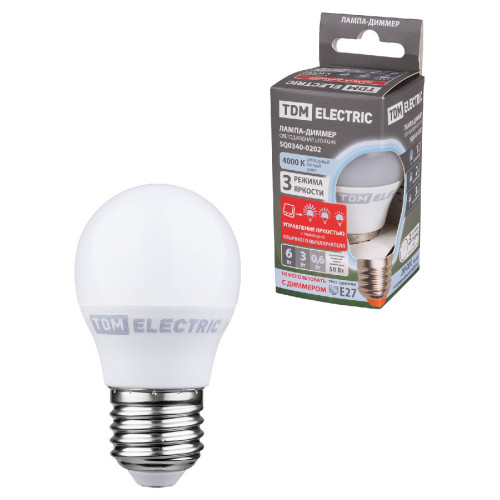 Лампа светодиодная диммируемая TDM Electric E27 6W 4000K матовая SQ0340-0202