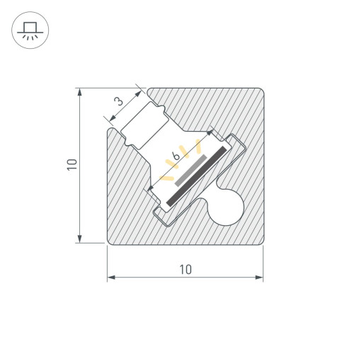 Профиль c экраном Arlight SL-KANT-H10-SQUARE-2000 CHAMPAGNE GOLD (Алюминий+пластик) 055320