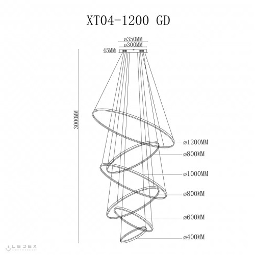 Подвесная люстра iLedex Axis XT04-D1200 GD