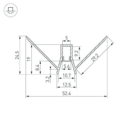 Алюминиевый профиль Arlight DECORE-S6-EXT-V-COMFORT-2000 ANOD внешний 043163