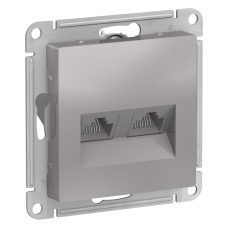 Розетка двойная компьютерная RJ45+RJ45, кат.5E, механизм Systeme Electric AtlasDesign Алюминий ATN000385