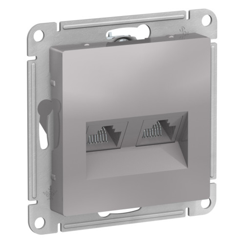 Розетка двойная компьютерная RJ45+RJ45, кат.5E, механизм Systeme Electric AtlasDesign Алюминий ATN000385