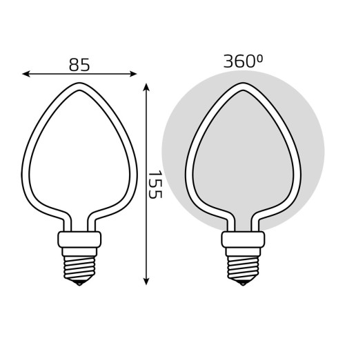 Светодиодная лампа Gauss Filament Artline Heart Е27 4W 2700К 1003802104