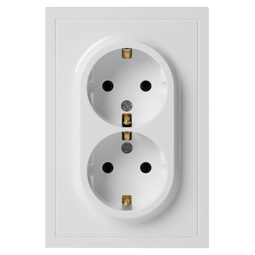 Розетка Эра Galaxy 15-2105-01 с заземлением двойная 2X2P+E Schuko со шторками IP20 16А-250В белый Б0070697
