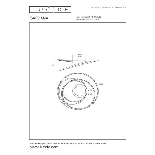 Потолочный светильник Lucide Sardana 52100/54/02