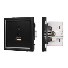 Механизм USB розетки Arlight SCT-TENDO-MUAC-PL-BK (5V, 3A, QC3) 054095 Механизм USB розетки Arlight SCT-TENDO-MUAC-PL-BK (5V, 3A, QC3) 054095