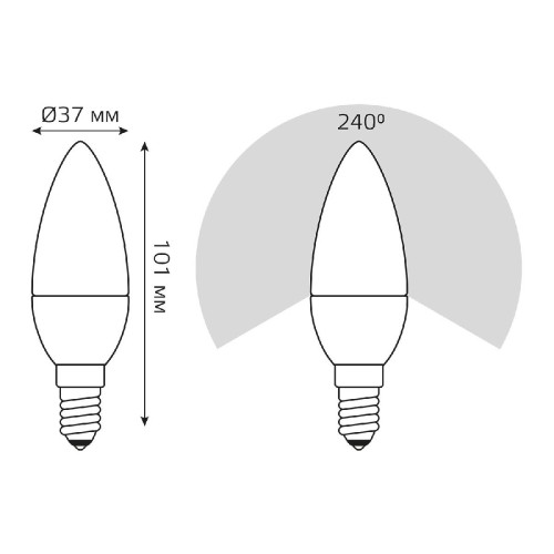 Лампа светодиодная Gauss E14 6W 4100K свеча матовая 33126