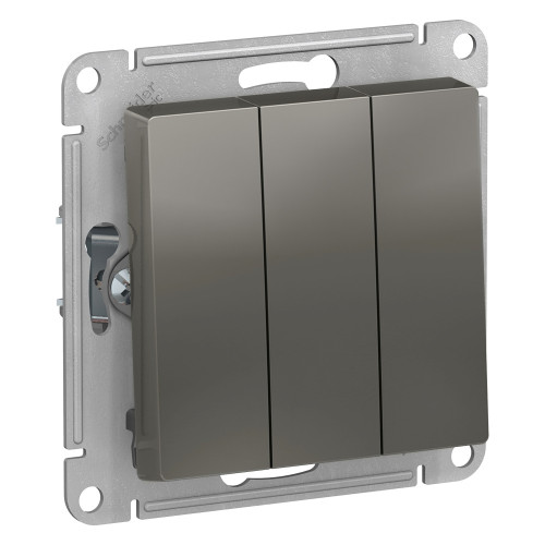 Выключатель 3-клавишный сх.1+1+1, 10АХ Systeme Electric AtlasDesign Сталь ATN000931